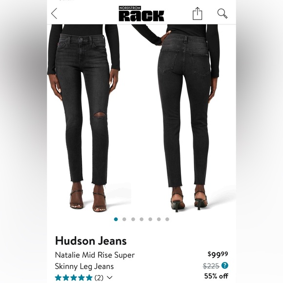 Hudson Jeans Distressed Black Natalie Super Skinny Size 30 - Picture 2 of 7